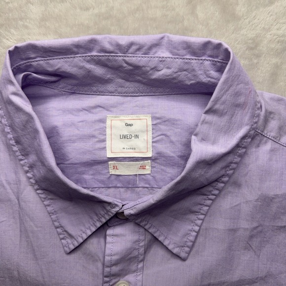 Gap Lived In Button Up Shirt Mens XL Purple Long Sleeve Casual Preppy Cotton - Picture 3 of 12